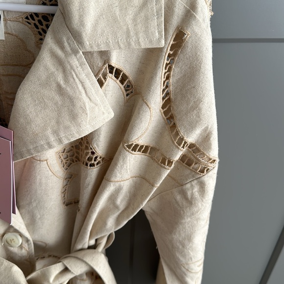 Avec Les Filles Cutwork Linen Trench Coat NWT - Picture 7 of 8
